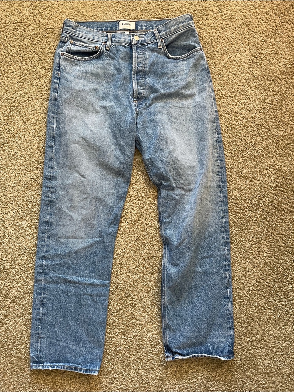 AGOLDE women’s 90s crop Light Blue Straight-Leg Jeans denim 31 classic